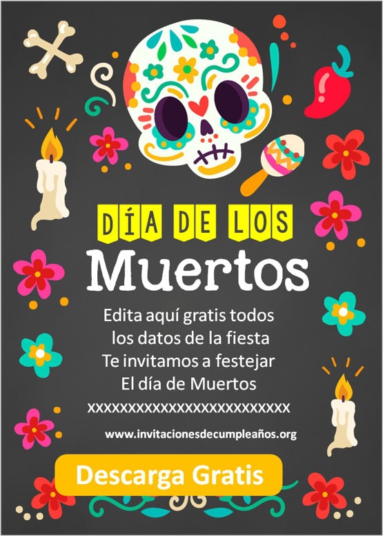 invitaciones día de muertos para editar