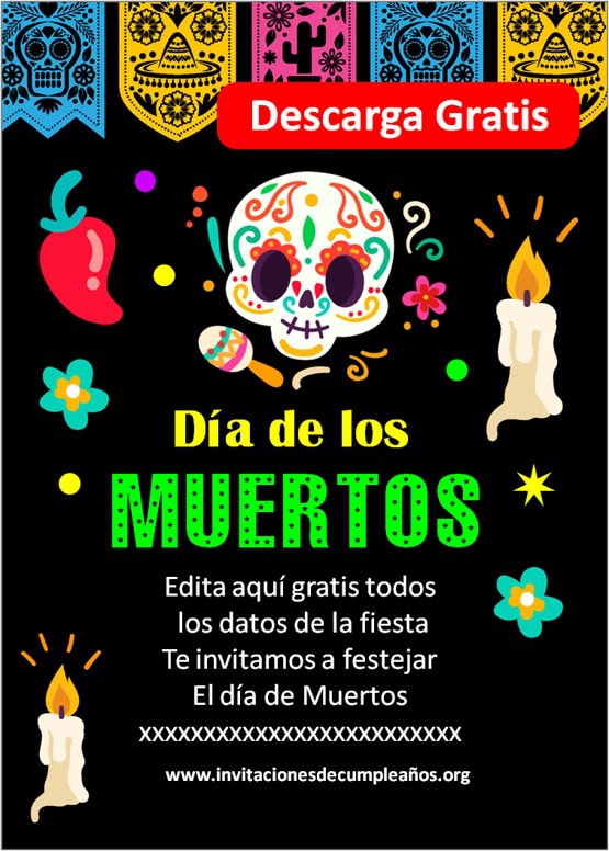 invitacion dia de muertos editable