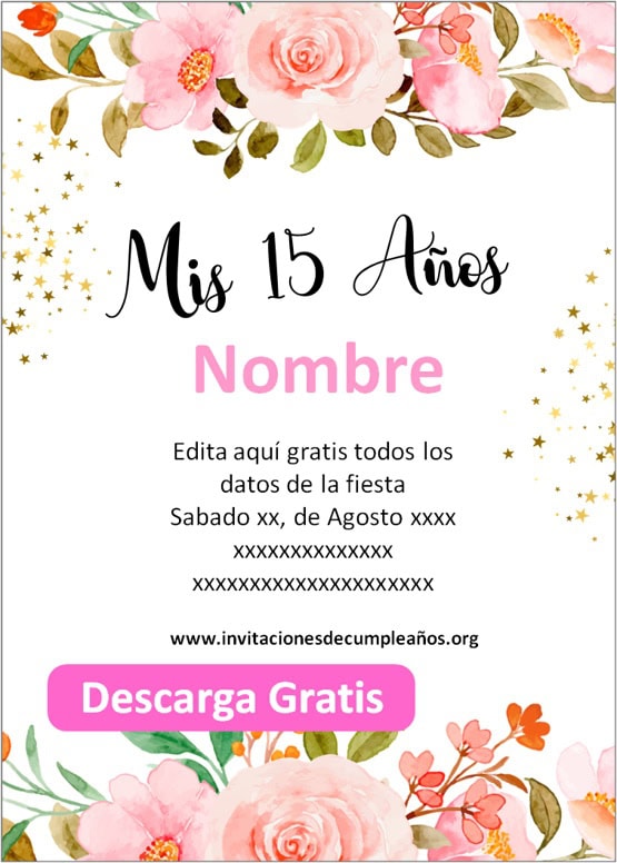 invitaciones para 15 años para editar