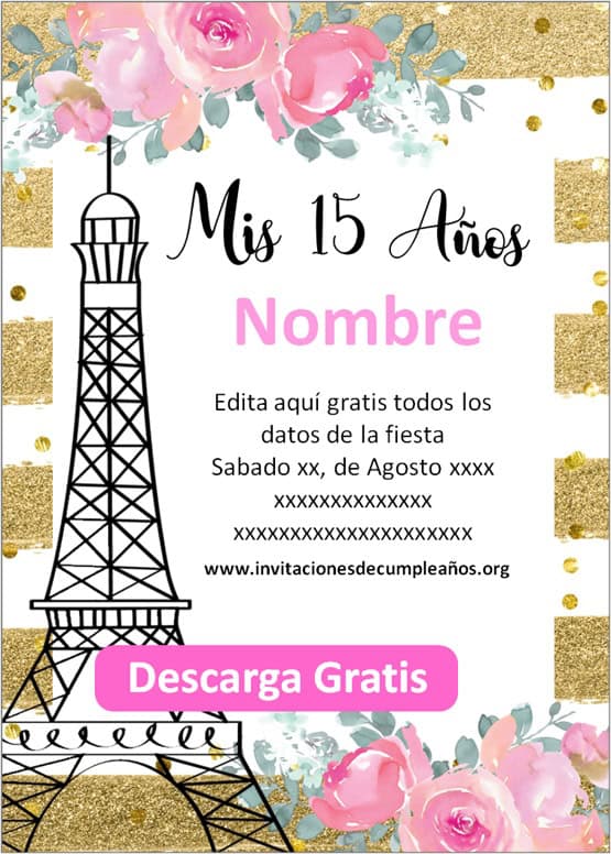 invitaciones xv años para imprimir