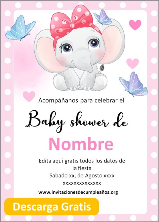 invitaciones para baby shower niña para editar