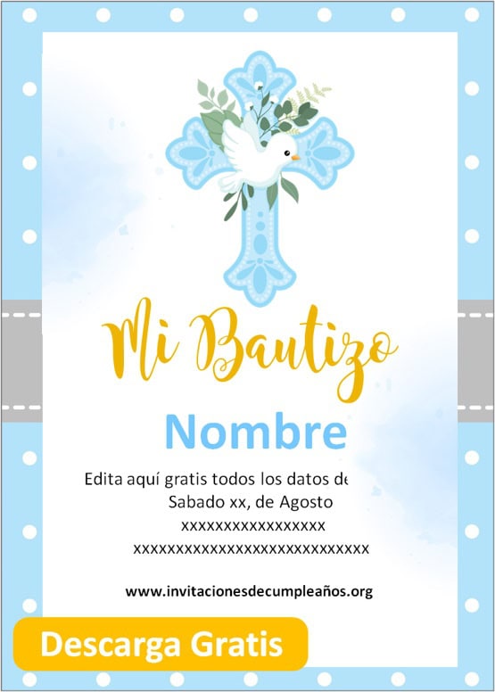 Invitaciones De Bautizo Niño