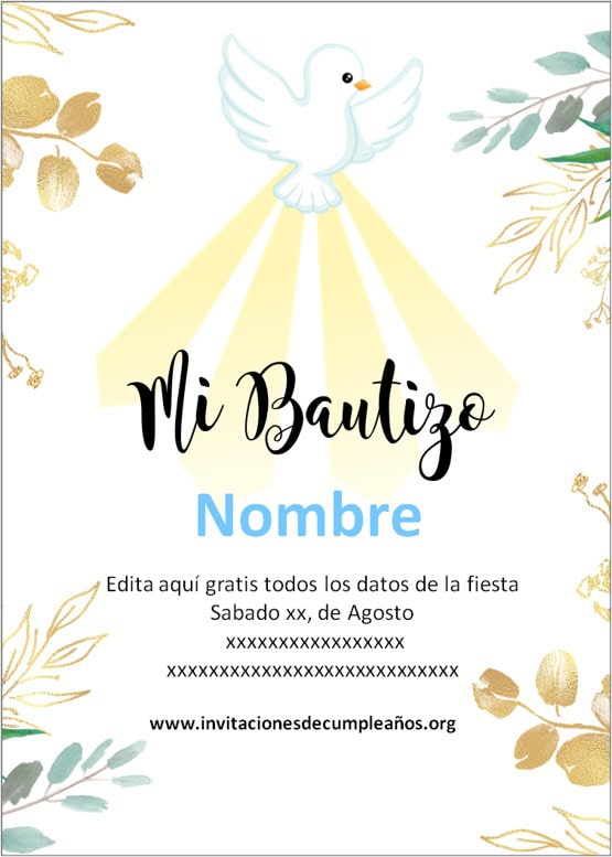 invitaciones de bautizo para niño