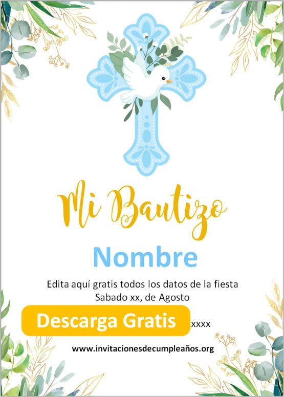 invitaciones de bautizo niño editables