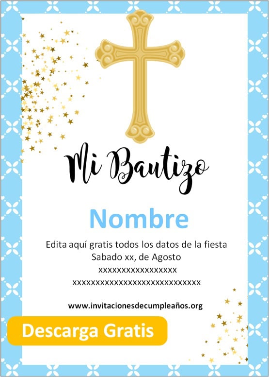 invitación de bautizo para editar