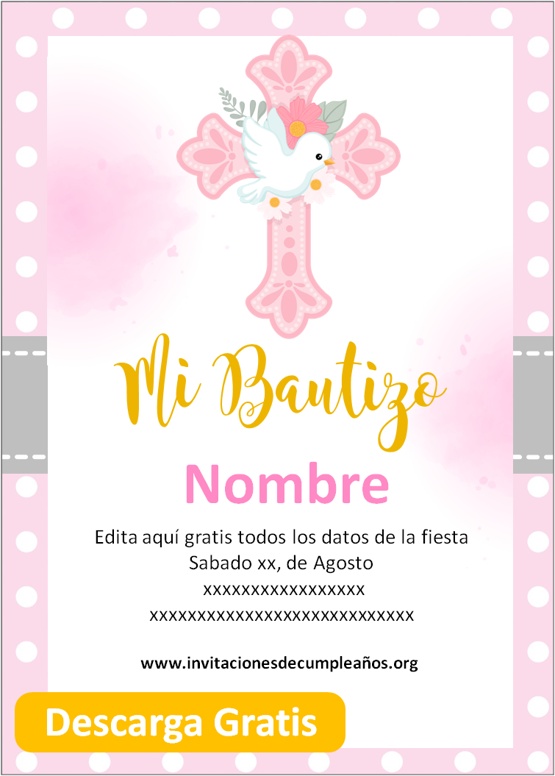 invitaciones De Bautizo Niña