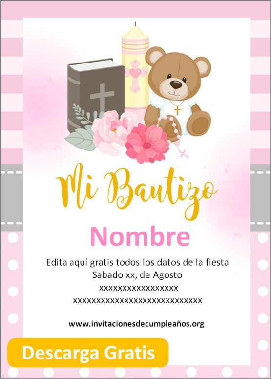 invitaciones de bautizo para niña