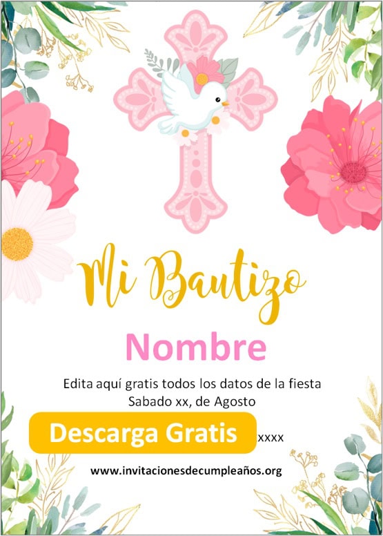 invitaciones de bautizo niña pdf