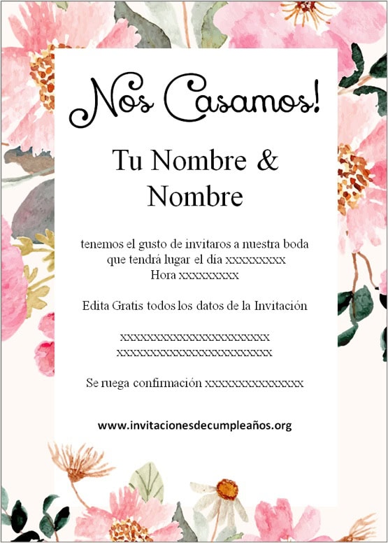 invitaciones de boda para editar en pdf