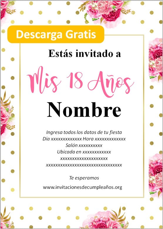 invitaciones para 18 años mujer