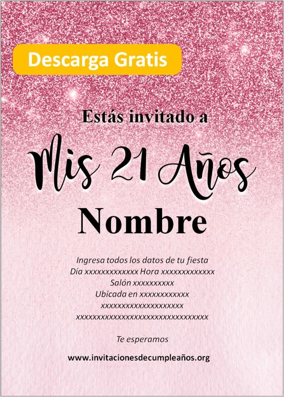 tarjetas de invitacion de cumpleaños 21 años