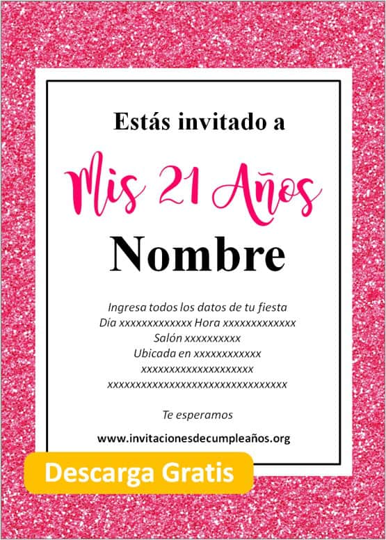 invitaciones para 21 años mujer