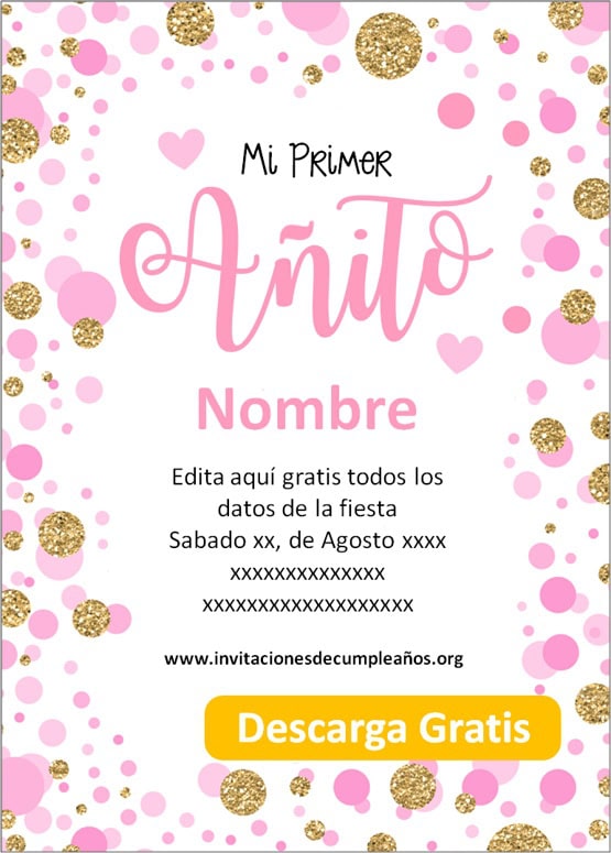 invitaciones de primer añito niña