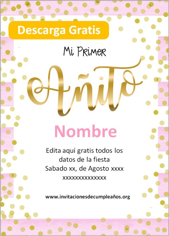 invitaciones de niña para editar