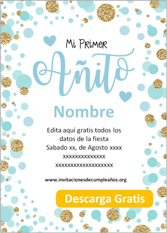 invitaciones de primer añito para varón