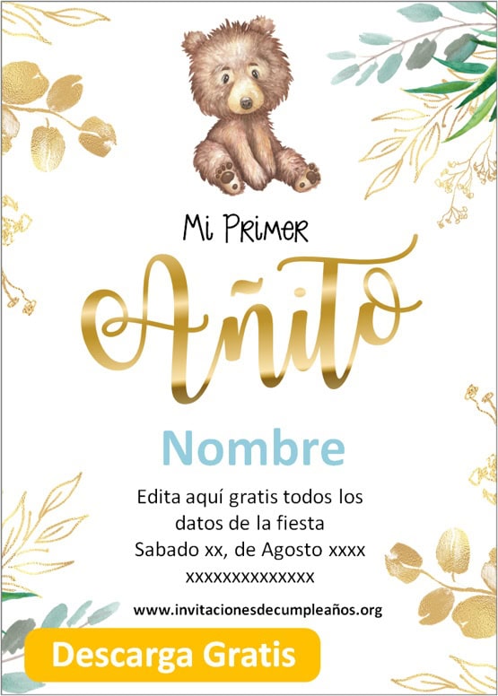 invitaciones de primer año para niño