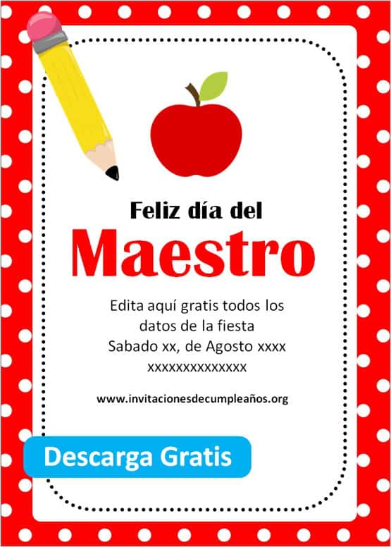 invitación día del maestro para editar