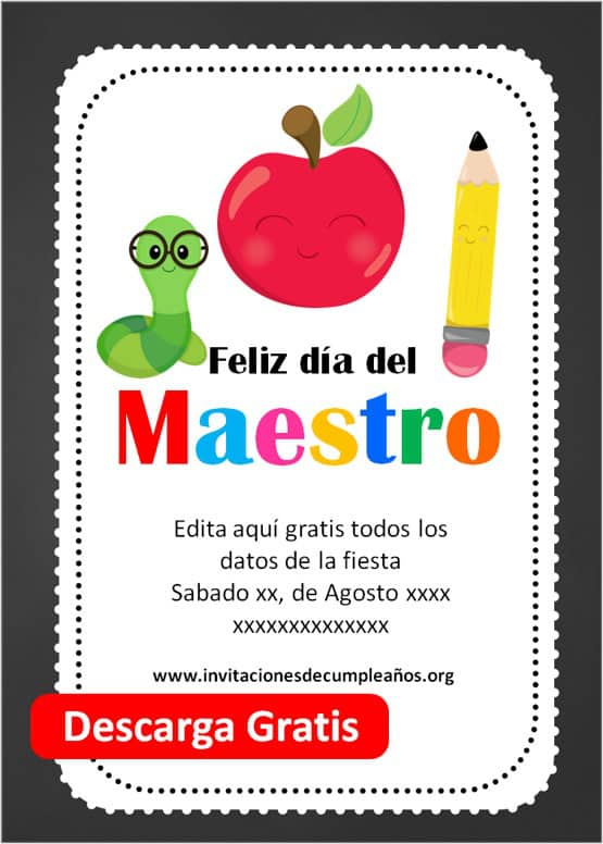 invitaciones día del maestro para editar