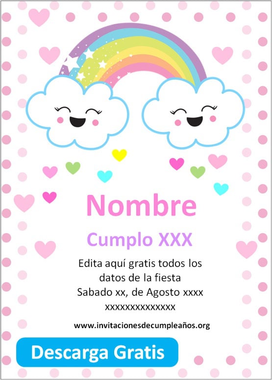  invitaciones de cumpleaños lluvia de amor