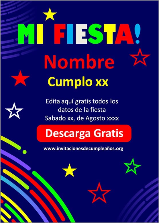 invitación para cumpleaños neon