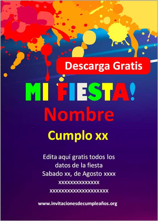 invitaciones fluor para editar gratis