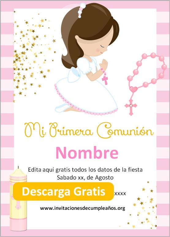 invitaciones primera comunión niña