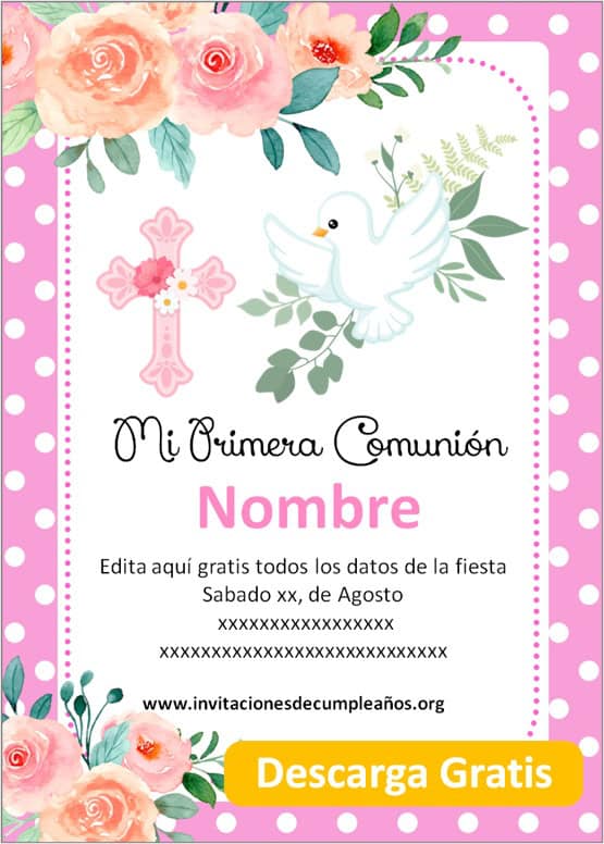 invitaciones para primera comunion para imprimir