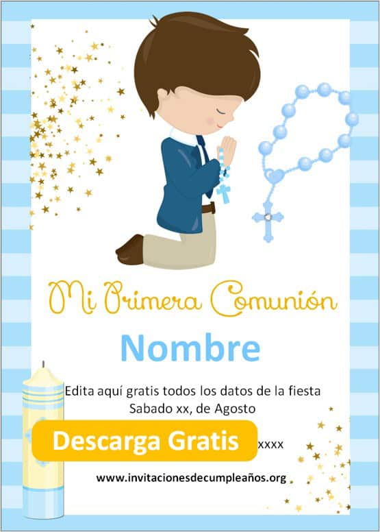 invitaciones primera comunión niño