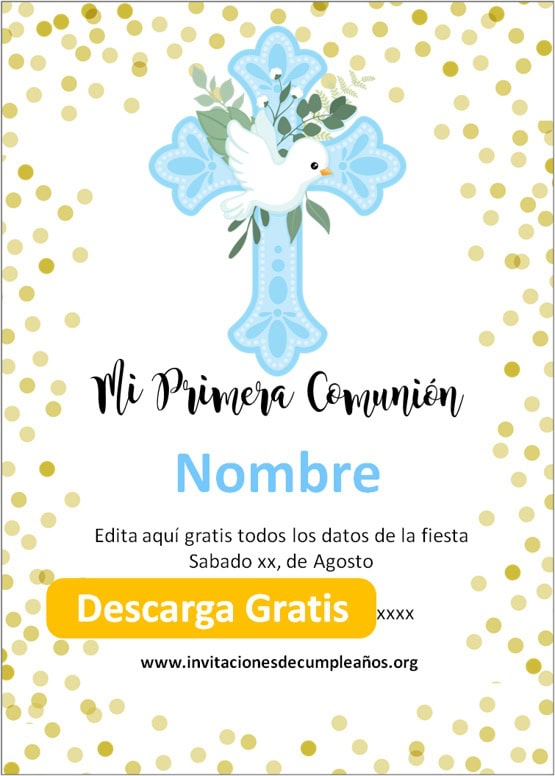 invitación de primera comunión niño