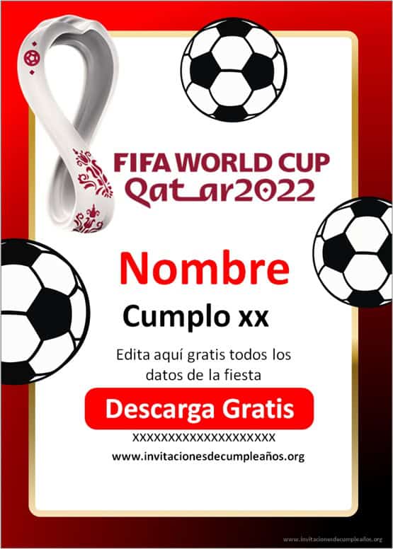 invitaciones de cumpleaños mundial qatar 2022