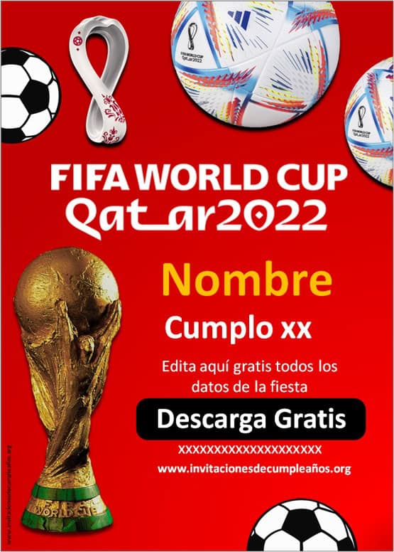 mundial qatar invitaciones de cumpleaños gratis