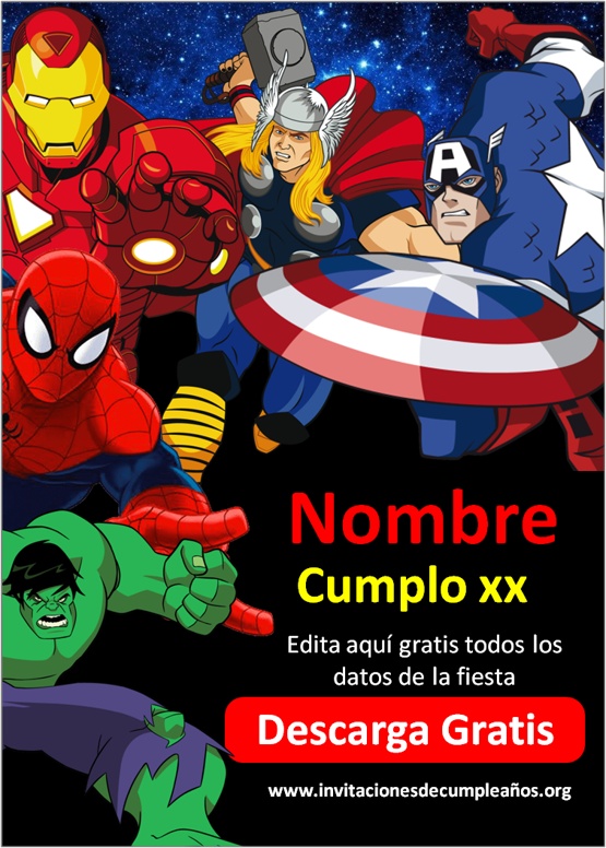 Invitaciones de Avengers
