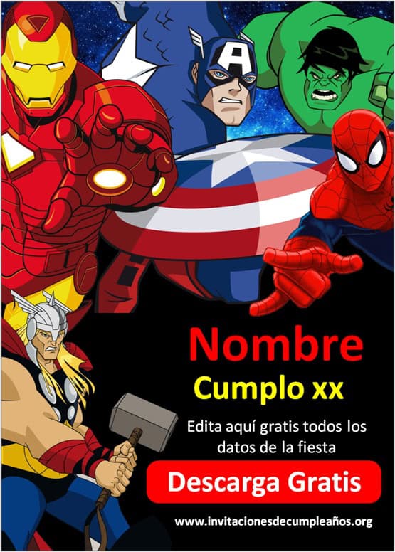 Invitación de Avengers Gratis