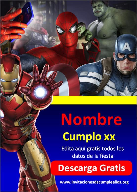 invitaciones de avengers endgame