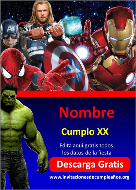 invitación digital gratis avengers