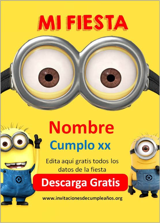 invitaciones de minions para editar gratis