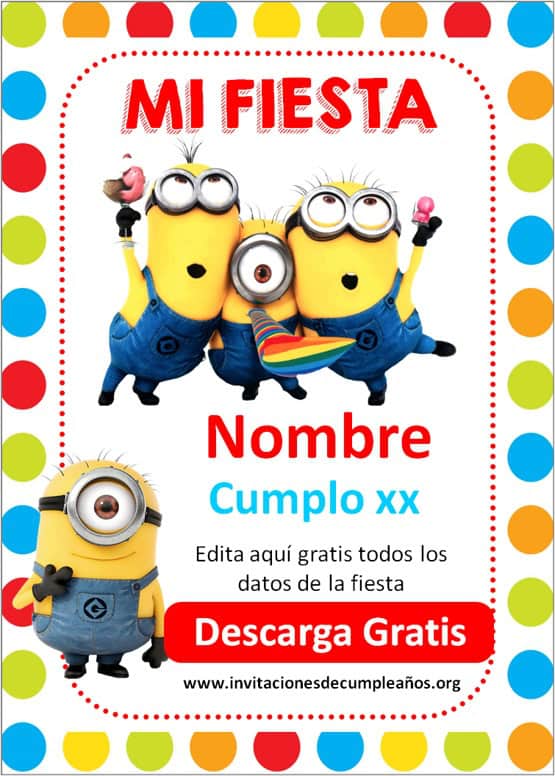 Invitaciones de Minions para imprimir