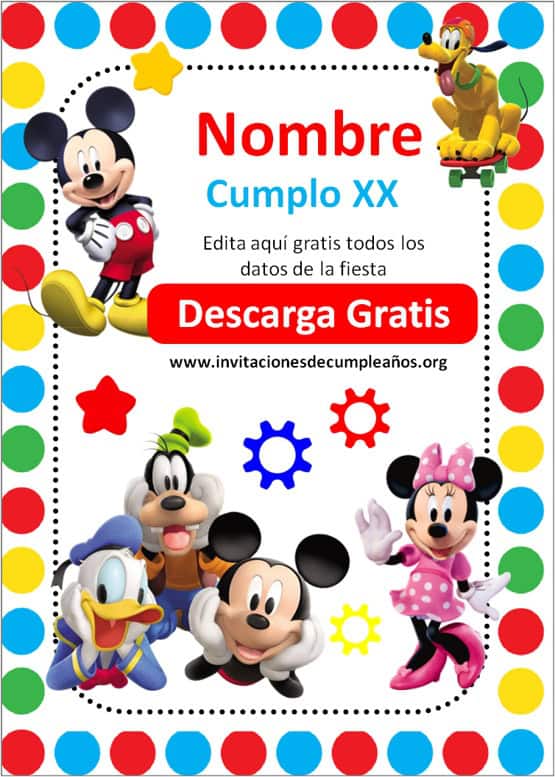 Invitación de Cumpleaños de Mickey Mouse