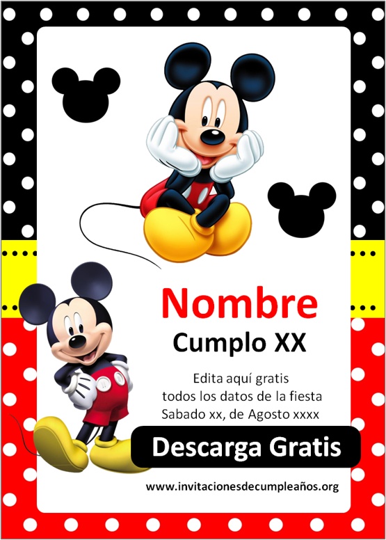 Invitación de Mickey Mouse Gratis