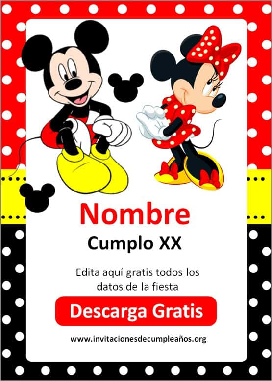 invitaciones de mickey mouse y minnie