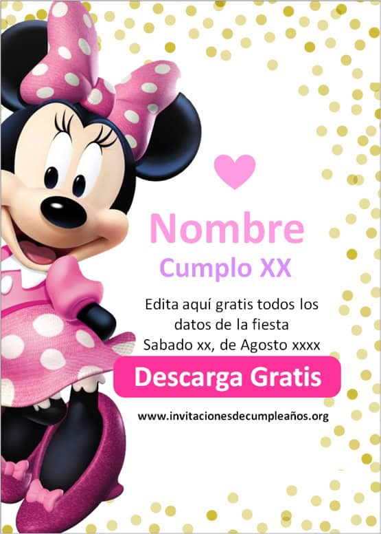 invitaciones de cumpleaños de minnie para editar