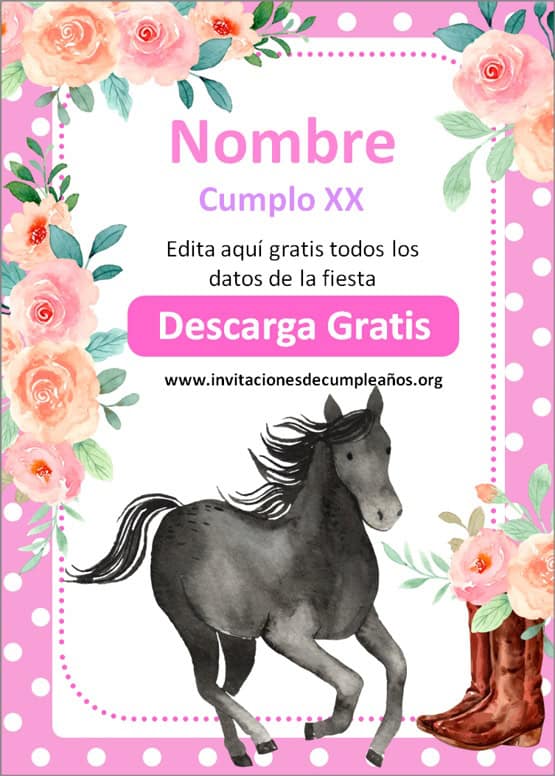 Invitaciones de cumpleaños de caballos