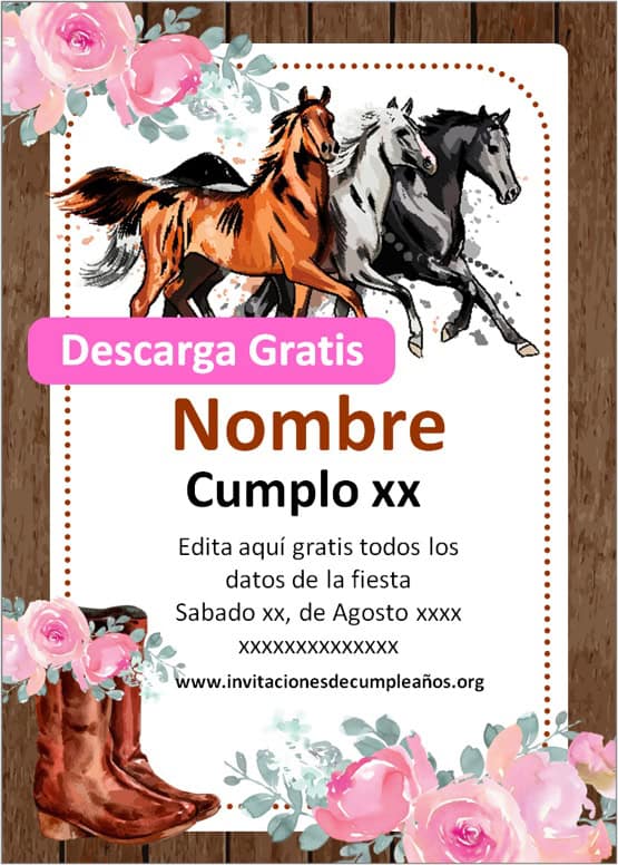 invitaciones digitales de caballos