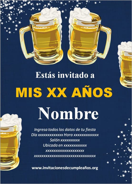 invitaciones de cerveza para editar