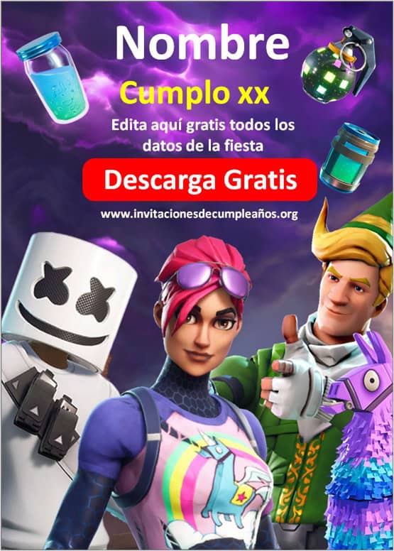 Invitación de Cumpleaños de Fortnite