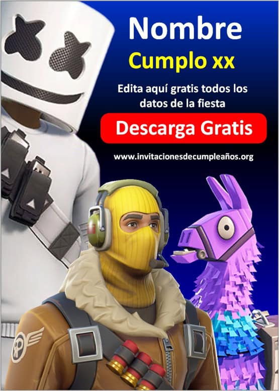 invitacion cumpleaños fortnite gratis