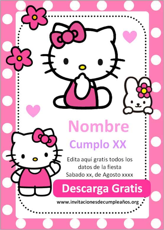 invitaciones de cumpleaños de hello kitty