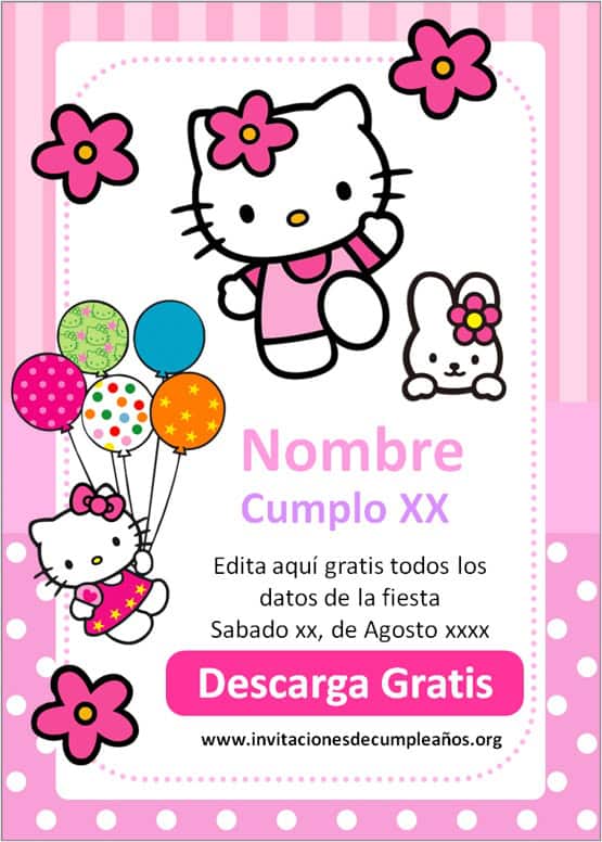 invitaciones de hello kitty aesthetic