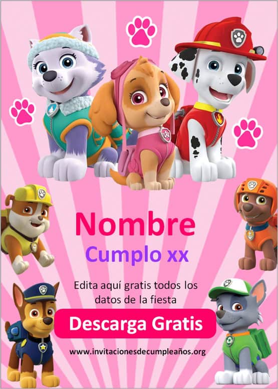 Invitación de Paw Patrol Gratis