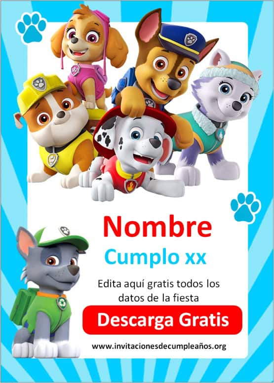 Invitaciones De Paw Patrol Gratis